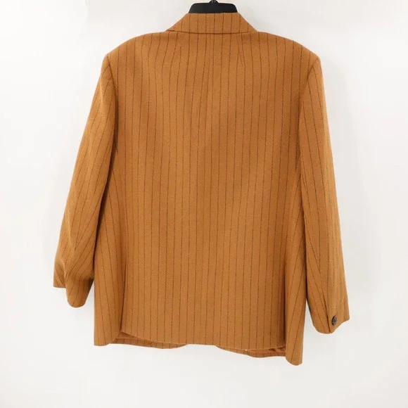 NWT Madewell Blazer Women's 12 Stripe Oversized Brown Pinstripe Notch Lapel wool - Picture 6 of 14